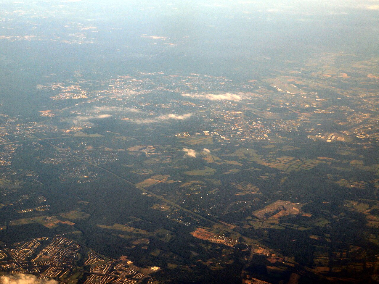 Aerial view of Manassas and Manassas Park, Virginia